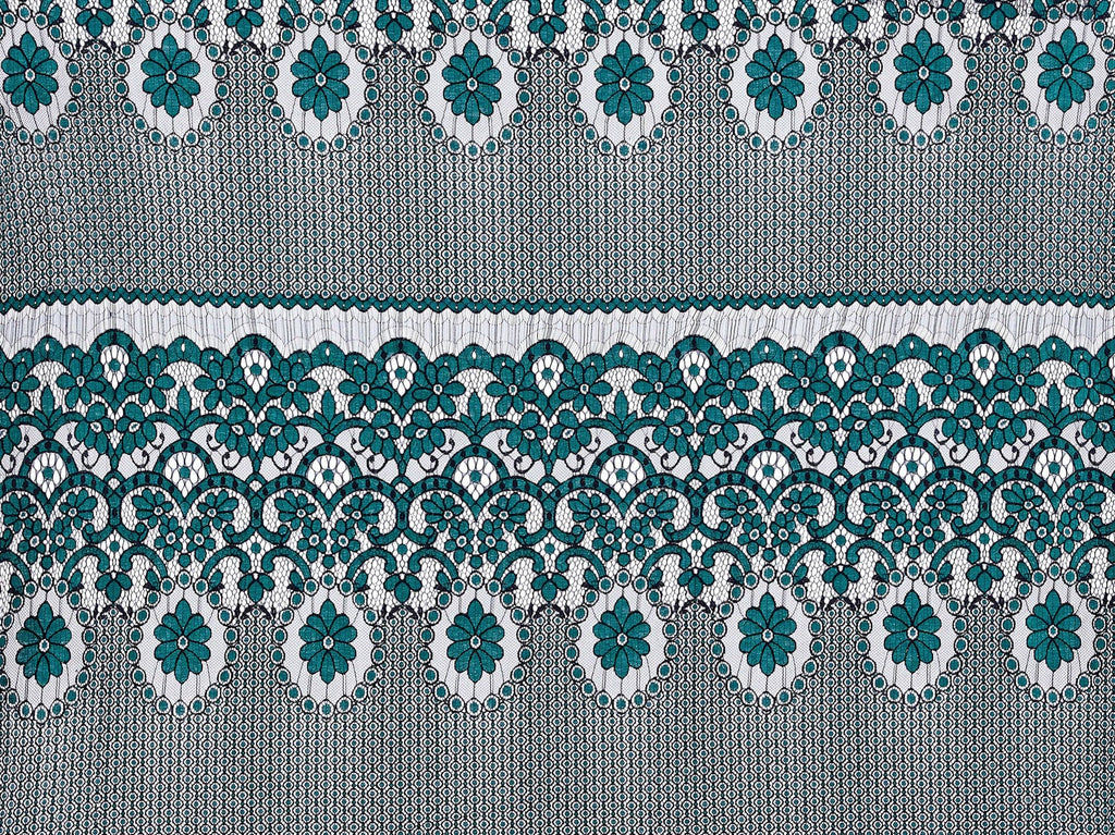 BLK/LUSCIOUS PINE | 23252 - FEELING FLOWER LACE [0.75 YRD PER PANEL] - Zelouf Fabric