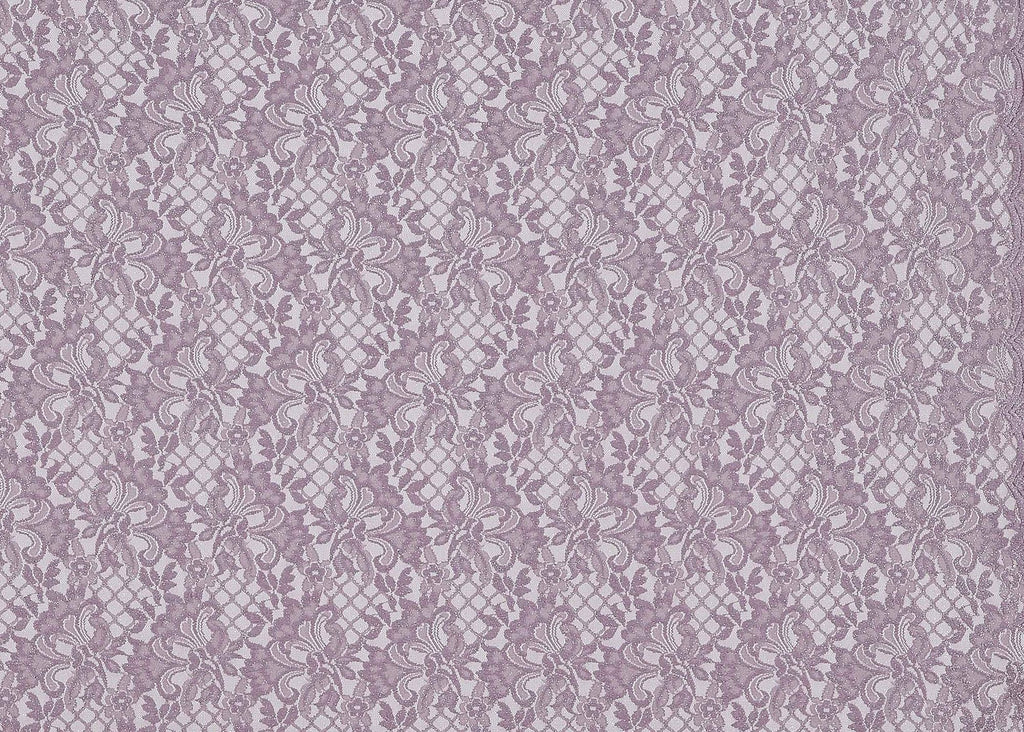 LILAC MYSTERY | 23274SC-GLIT-PURPLE - TITAN FLORAL STRETCH GLITTER LACE SCALLOP - Zelouf Fabrics