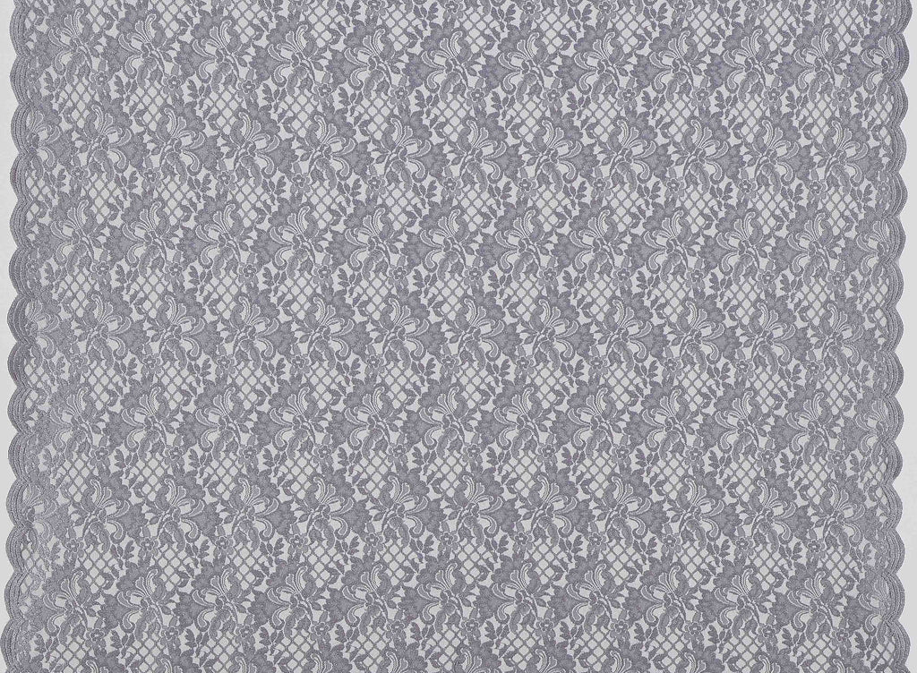 STEEL SHADOW | 23274SC-GLIT-METALLIC - TITAN FLORAL STRETCH GLITTER LACE SCALLOP - Zelouf Fabrics