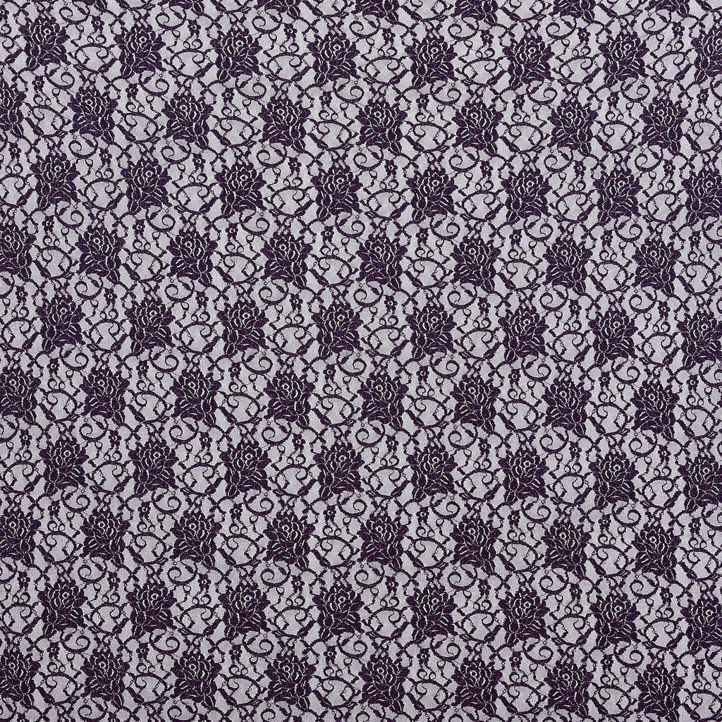 THERON FLOWER CORDED LACE W/ GLITTER  | 23275-GLITTER XS PLUM - Zelouf Fabrics