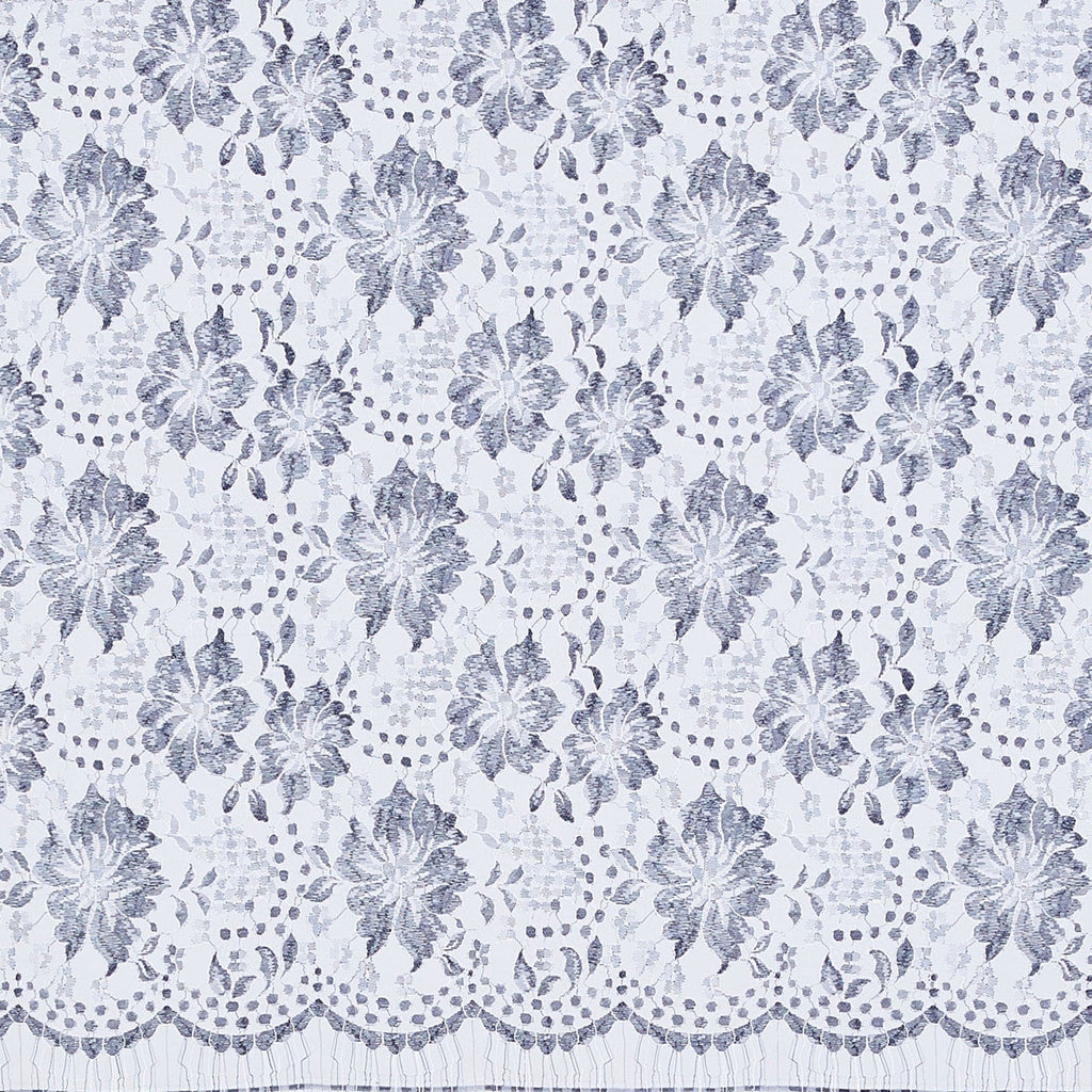 STAGE FLORAL LACE [1.75 Per Panel]  | 23328 GREY/WHITE - Zelouf Fabrics