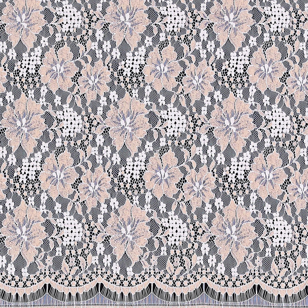 STAGE FLORAL LACE [1.75 Per Panel]  | 23328 PEACH/WHITE - Zelouf Fabrics