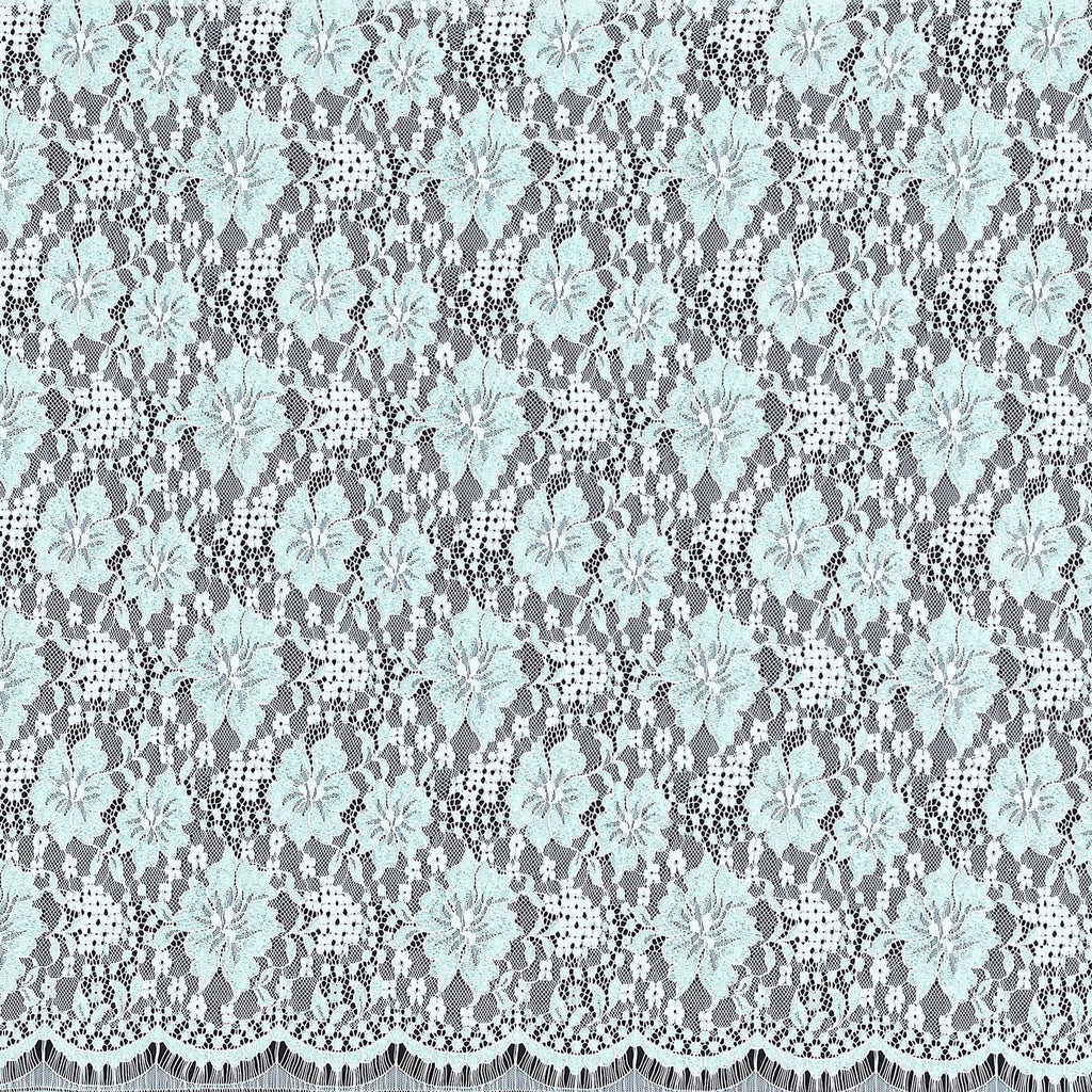 STAGE FLORAL LACE [1.75 Per Panel]  | 23328 TURQ/WHITE - Zelouf Fabrics