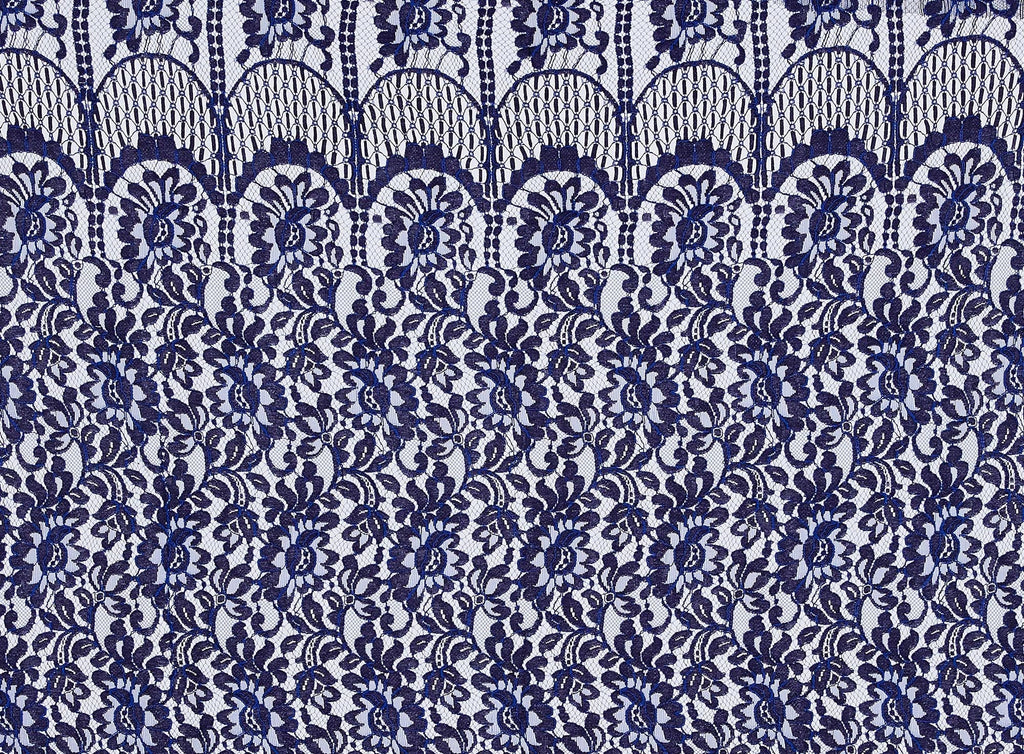 AIM 2 TONE FLORAL LACE W/CORDED [1 1/2 Panel]  | 23410-2TONE LUSCIOUS NAVY/ROYAL - Zelouf Fabrics