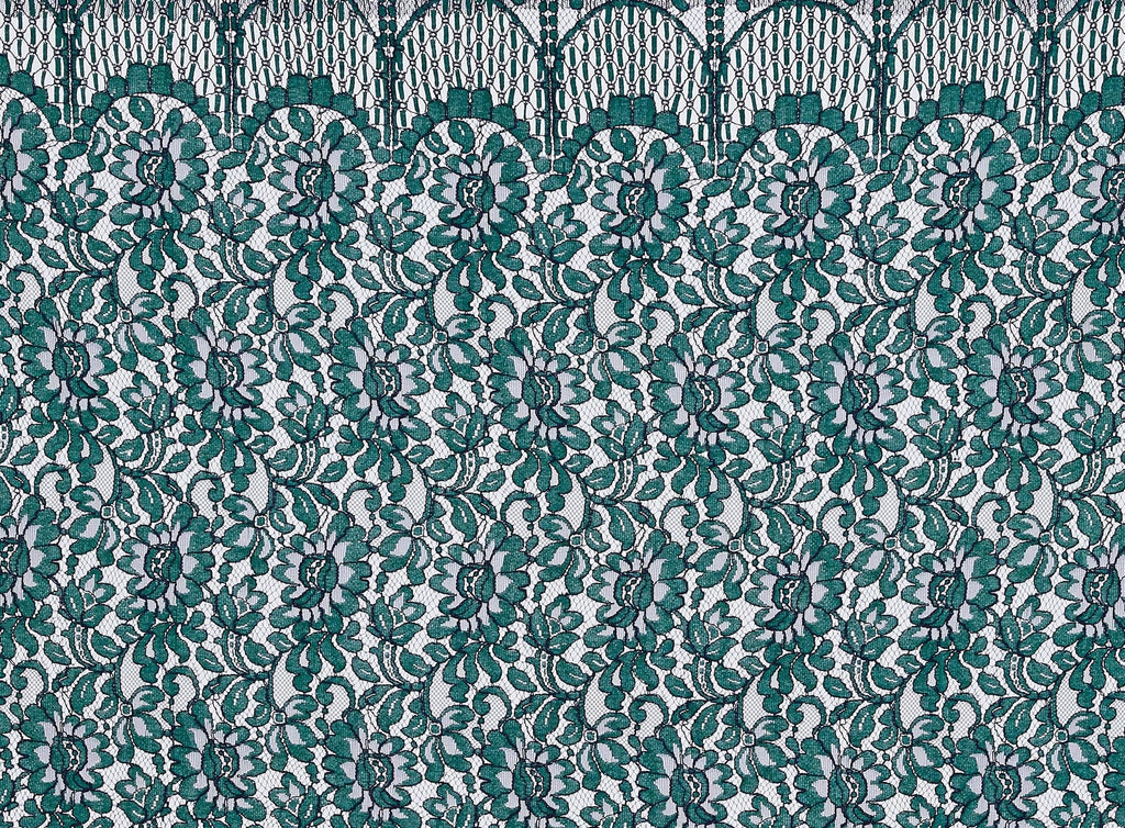 AIM 2 TONE FLORAL LACE W/CORDED [1 1/2 Panel]  | 23410-2TONE LUSCIOUS PINE/NAVY - Zelouf Fabrics