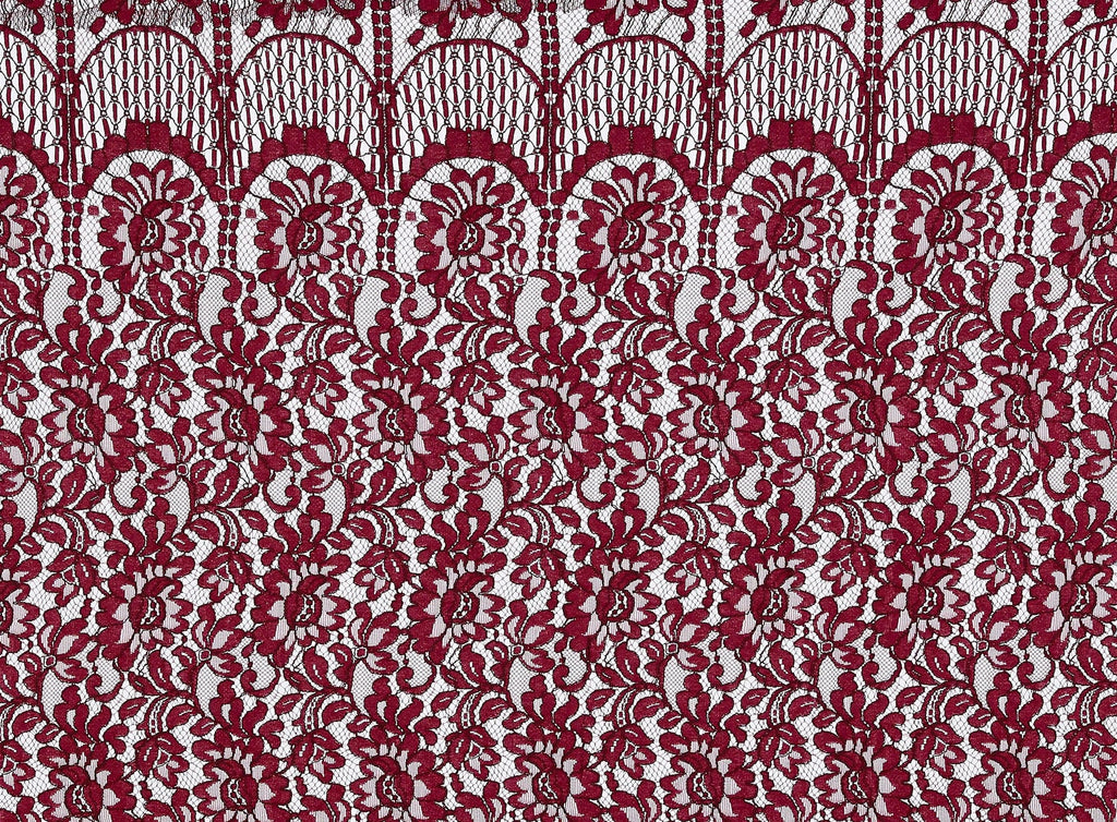AIM 2 TONE FLORAL LACE W/CORDED [1 1/2 Panel]  | 23410-2TONE LUSCIOUS WINE/BURGUNDY - Zelouf Fabrics