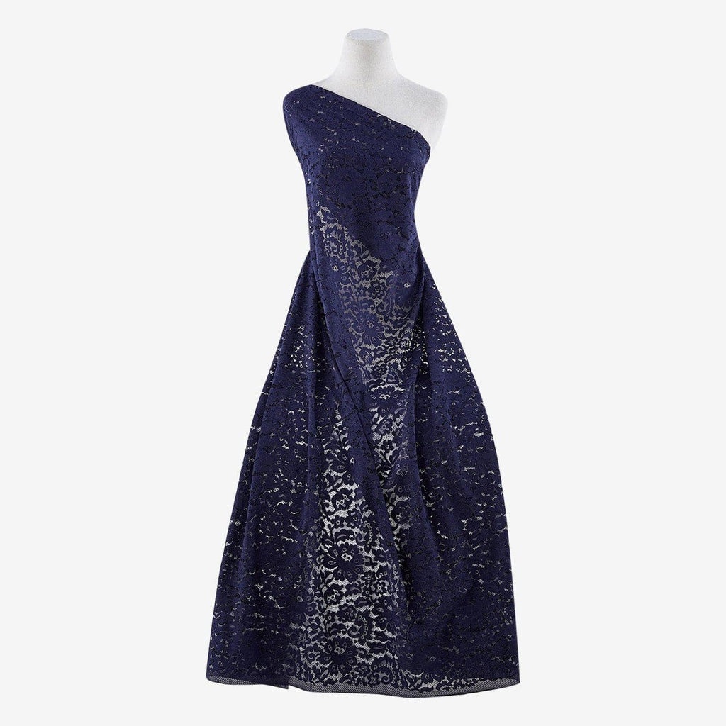 LUSCIOUS NAVY | 23450-BLUE - STONY FLORAL LACE [1.25YRD PER PANEL] - Zelouf Fabric