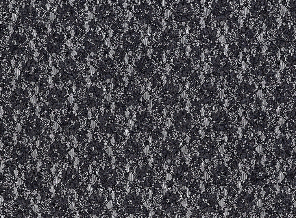BLACK | 23549 - ONESA FLORAL LACE W/GLITTER & TRANS - Zelouf Fabrics