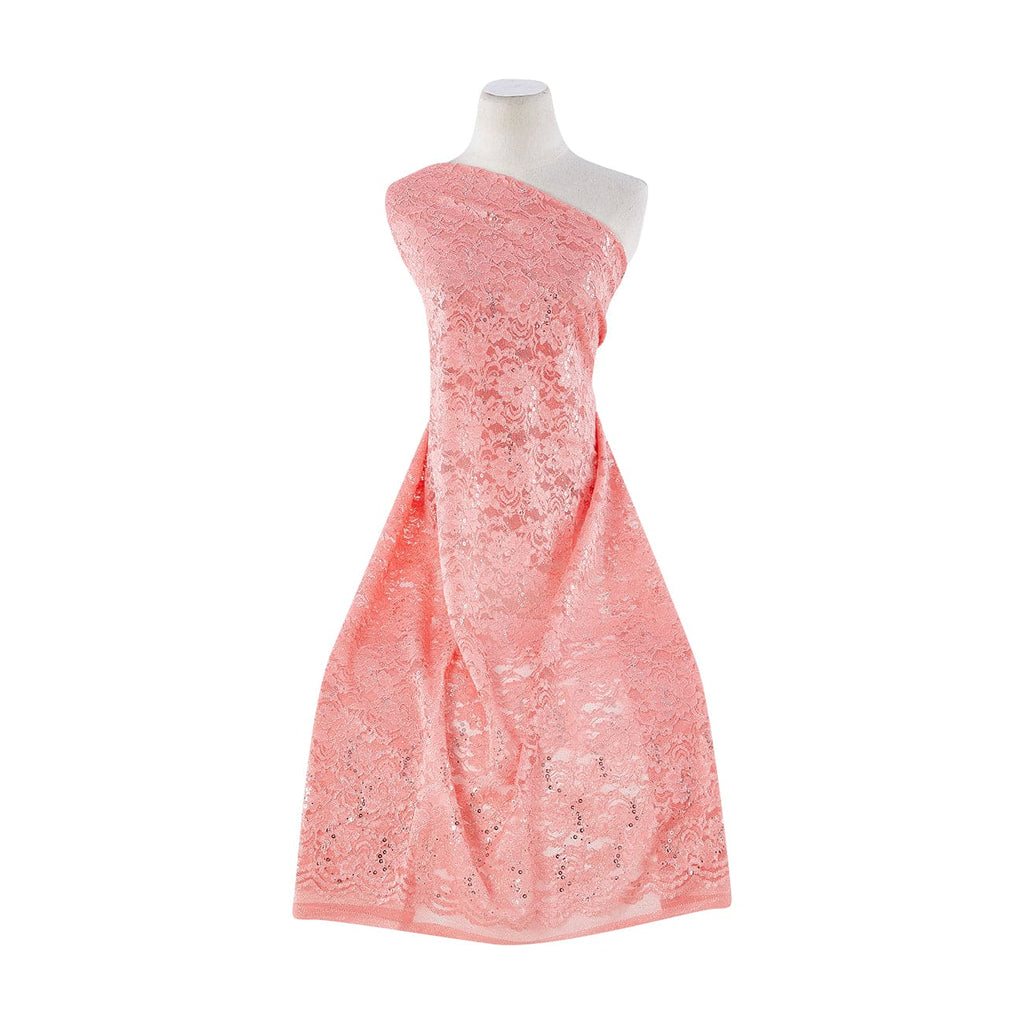 CORAL SUNRISE | 23549 - ONESA FLORAL LACE W/GLITTER & TRANS - Zelouf Fabrics