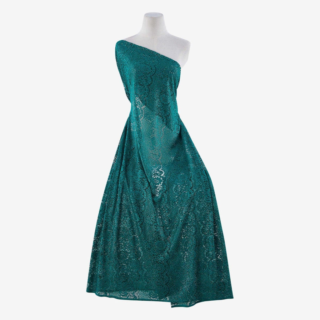 AUDACIOUS EMERALD | 23585-GLIT-GREEN - SONNY GLITTER FLORAL LACE - Zelouf Fabrics