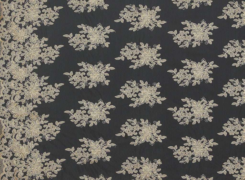 SHELL | 23599 - ALAYNA FLORAL EMBROIDERY ON MESH - Zelouf Fabrics