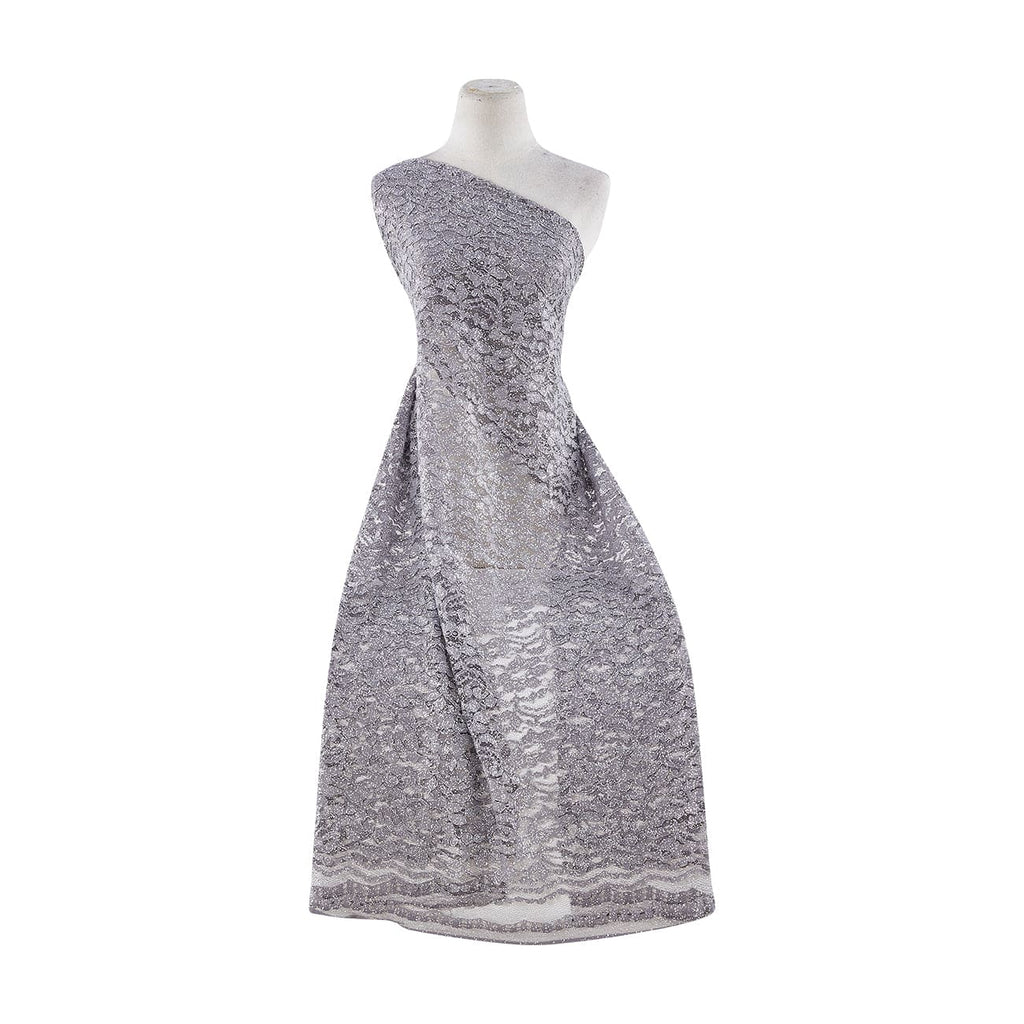 ENCHANT SMOKE/SIL | 23600 - SEVILLA FLORAL EMBROIDERY LACE W/FOIL - Zelouf Fabrics