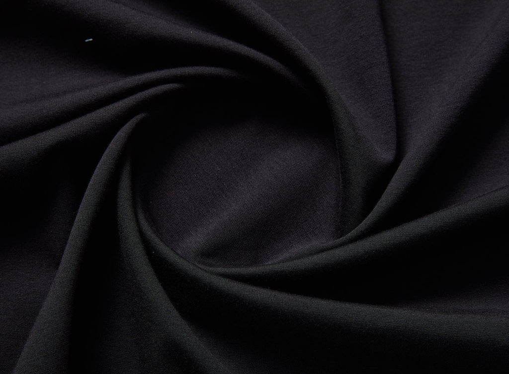 GALE STRETCH COTTON POLY PONTE  | 23642 BLACK - Zelouf Fabrics