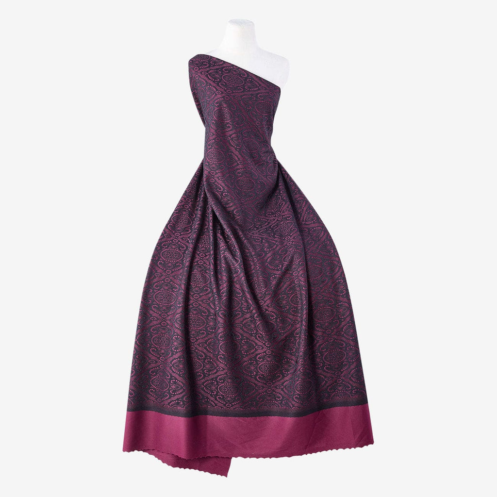 BLK/MAJESTIC WINE | 23659-BONDED - ARLO FLORAL LACE BONDED - Zelouf Fabric