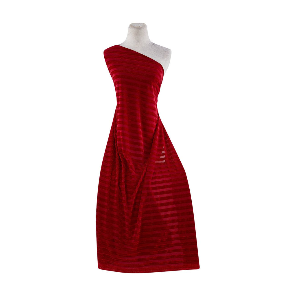NEL BURNOUT STRIPE W/FOIL VELVET  | 23694 AUDACIOUS RED - Zelouf Fabrics