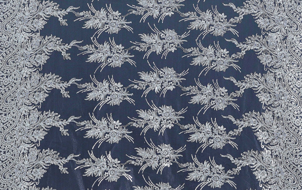CHAMBRAY MUSE | 23720 - TERA FLORAL CORDING ON TULLE W/TRANS - Zelouf Fabric