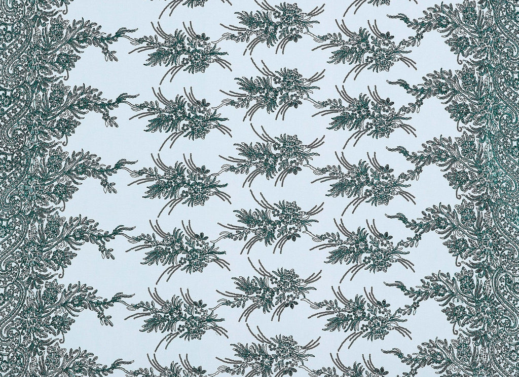 GREEN HANA | 23720 - TERA FLORAL CORDING ON TULLE W/TRANS - Zelouf Fabric