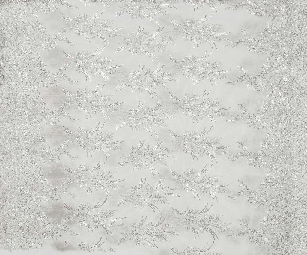PLATINUM MUSE | 23720 - TERA FLORAL CORDING ON TULLE W/TRANS - Zelouf Fabrics