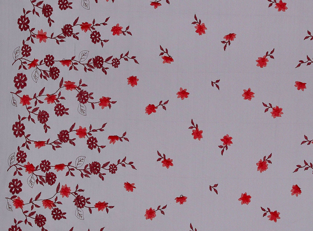 JUNIE EMBROIDERED 3D FLOWER ON MESH  | 23757  - Zelouf Fabrics