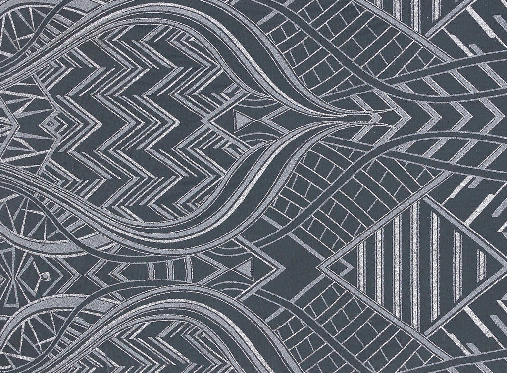 AUDACIOUS SILVER | 23776-1060 - PERLA GLITTER & CAVIAR ON TULLE - Zelouf Fabrics