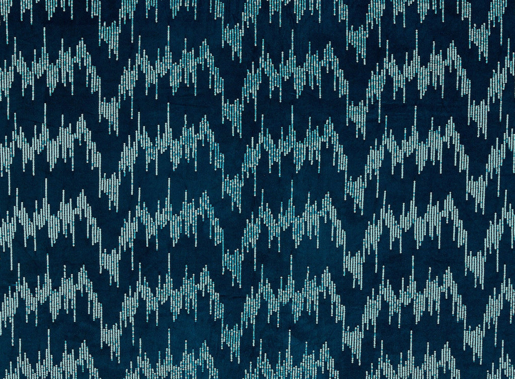 MAJESTIC PEACOCK | 23793 - JOSS SEQUIN EMBROIDERY ON VELVET - Zelouf Fabrics