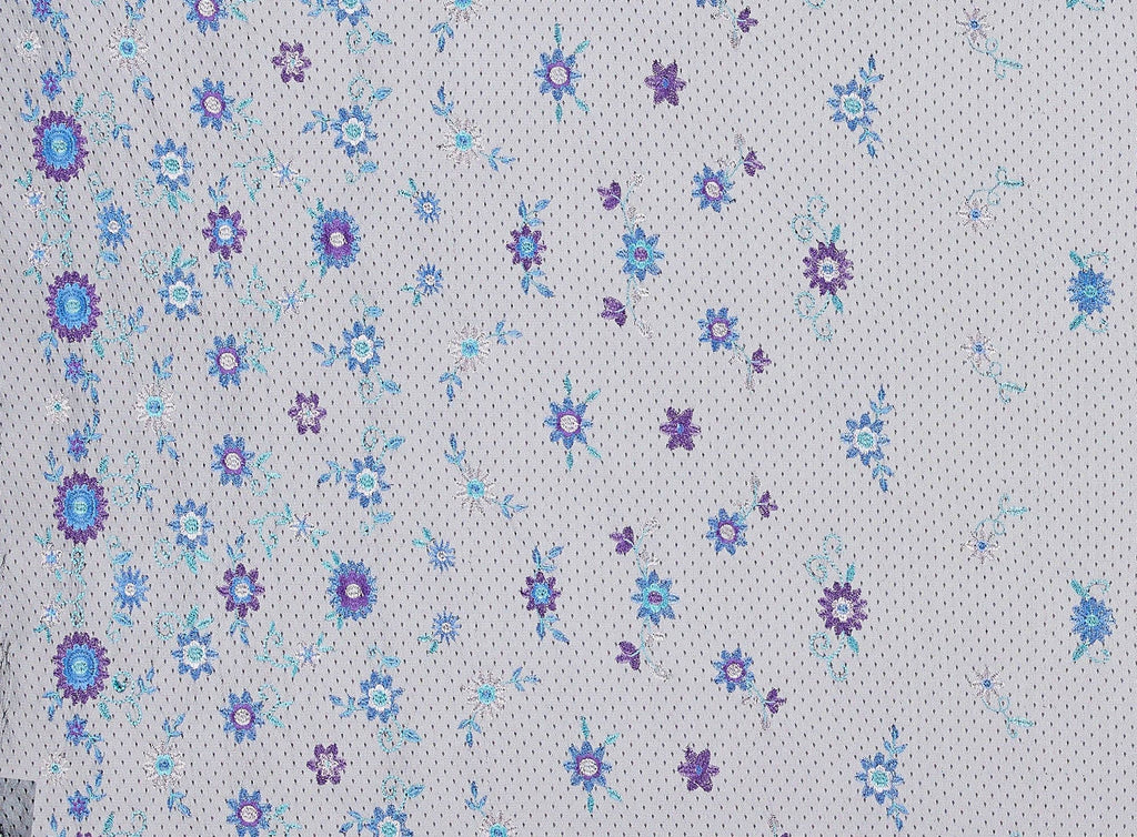 MAVEN FLORAL EMBROIDERY ON DOT TULLE  | 23799  - Zelouf Fabrics