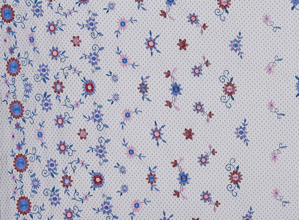 MAVEN FLORAL EMBROIDERY ON DOT TULLE  | 23799  - Zelouf Fabrics