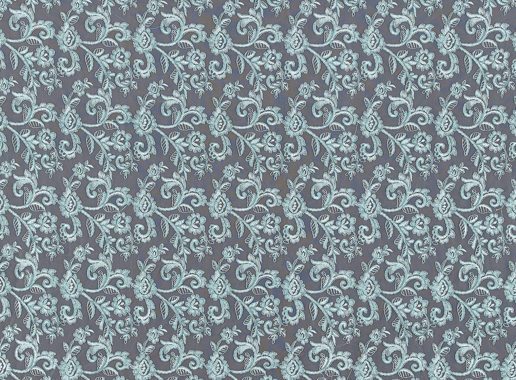 ENCHANTED JADE | 23853 - SOO FLORAL CORDED EMBROIDERY LACE - Zelouf Fabrics