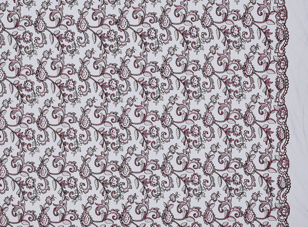LUSCIOUS WINE | 23853 - SOO FLORAL CORDED EMBROIDERY LACE - Zelouf Fabrics