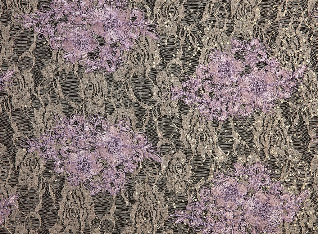 SIDNEY LACE W/SEQUINS  | 22525 LILAC/NUDE - Zelouf Fabrics