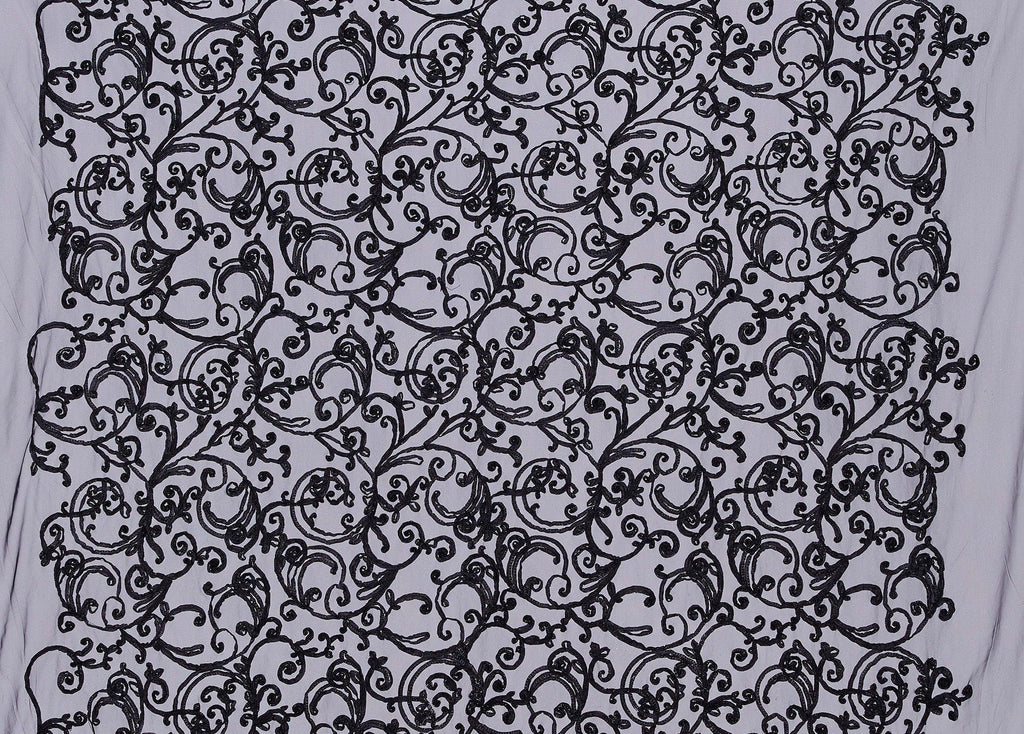 BLACK | 23917 - PRIME RIBBON EMBROIDERY ON MESH - Zelouf Fabrics