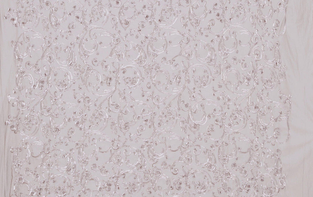 PRIME RIBBON EMBROIDERY ON MESH  | 23917 TAUPE MUSE - Zelouf Fabrics