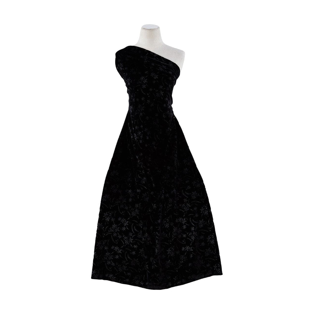 DONATELLA FLORAL EMBOSSED ON VELVET  | 23951 BLACK - Zelouf Fabrics