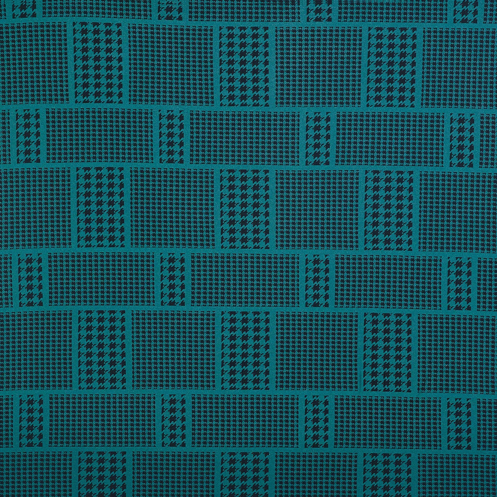 BLACK/HUNTER | 23962-5670 - POLCH HERRINGBONE SCUBA CREPE JACQUARD - Zelouf Fabric