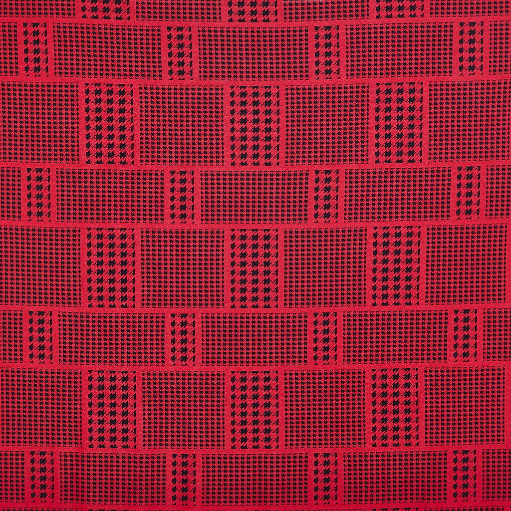 BLACK/RED | 23962-5670 - POLCH HERRINGBONE SCUBA CREPE JACQUARD - Zelouf Fabric