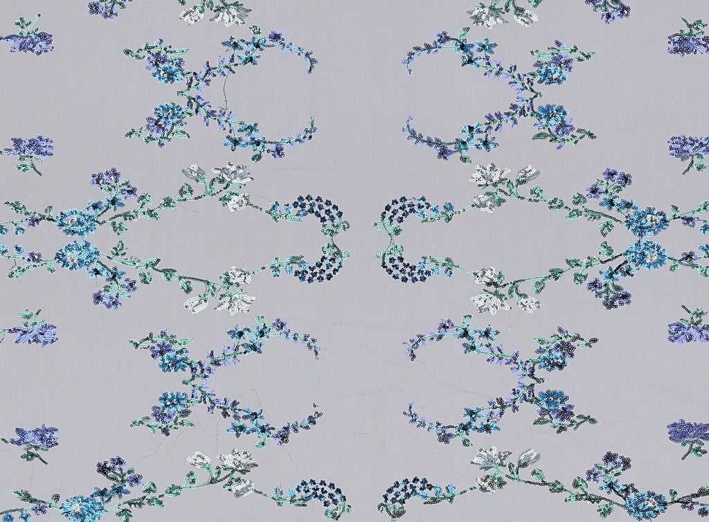 CABO FLOWER SEQUIN EMBROIDERY ON MESH  | 23966  - Zelouf Fabrics