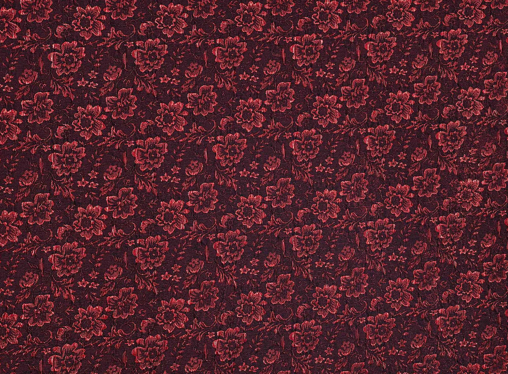 BLACK/RED | 24003 - VIA FLORAL STRETCH LUREX JACQUARD - Zelouf Fabrics