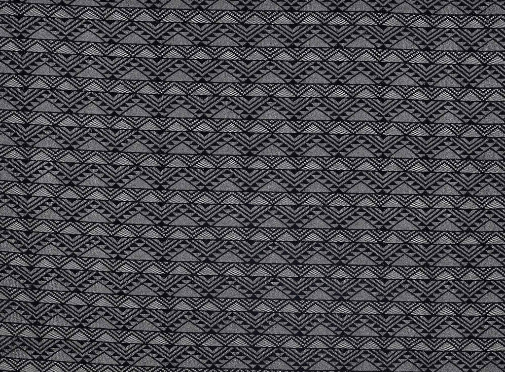 BLACK/SIL | 24007 - FANG TRIBAL LACE BONDED GLITTER KNIT - Zelouf Fabrics