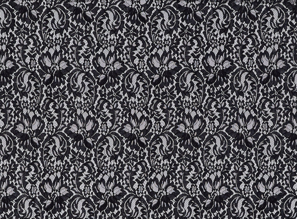 ALAN CORDED FLORAL LACE [1.5 YD PANEL]  | 24054 BLACK MUSE - Zelouf Fabrics