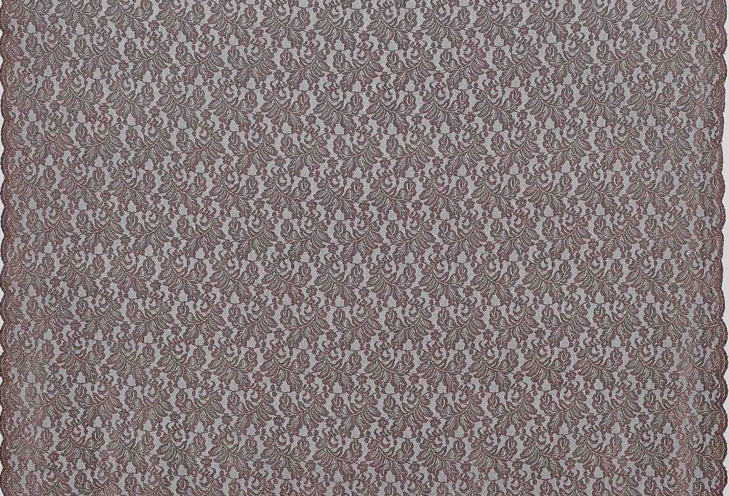 VIENNA FLORAL LACE W/GLITTER & SCALLOP  | 24068-2TONEGLIT MAPLE/BLACK - Zelouf Fabrics