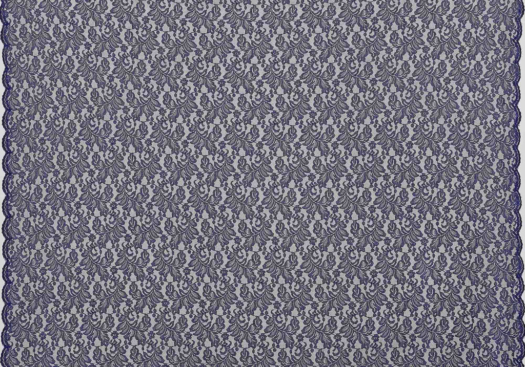 NAVY/BLACK | 24068-2TONEGLIT - VIENNA FLORAL LACE W/GLITTER & SCALLOP - Zelouf Fabrics