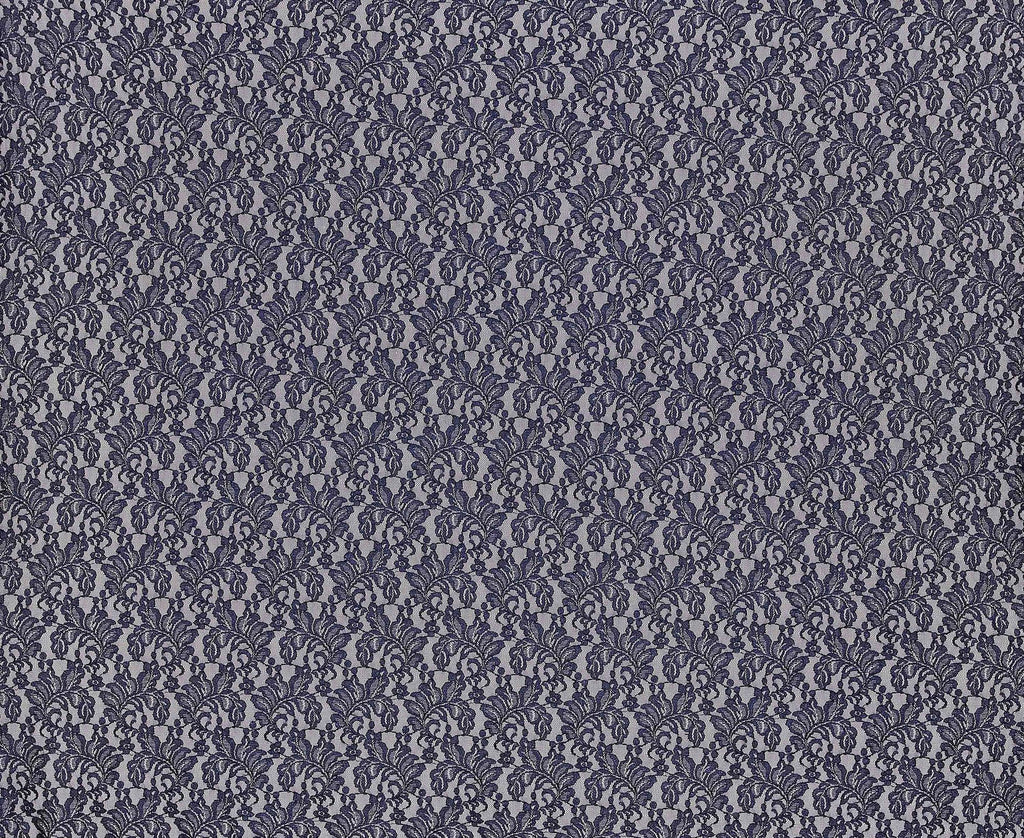 ARRESTING NAVY | 24068-GLITTER-BLUE - VIENNA FLORAL LACE W/GLITTER & SCALLOP - Zelouf Fabrics