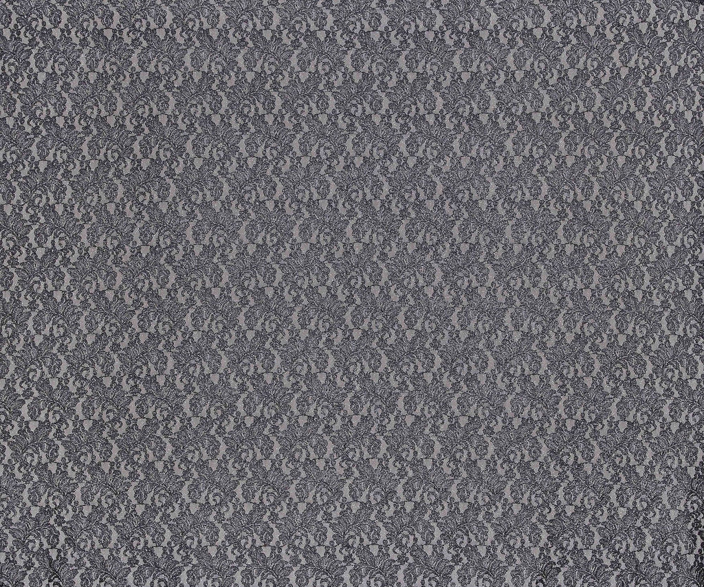 ELEGANT COAL | 24068-GLITTER-GREY - VIENNA FLORAL LACE W/GLITTER & SCALLOP - Zelouf Fabrics