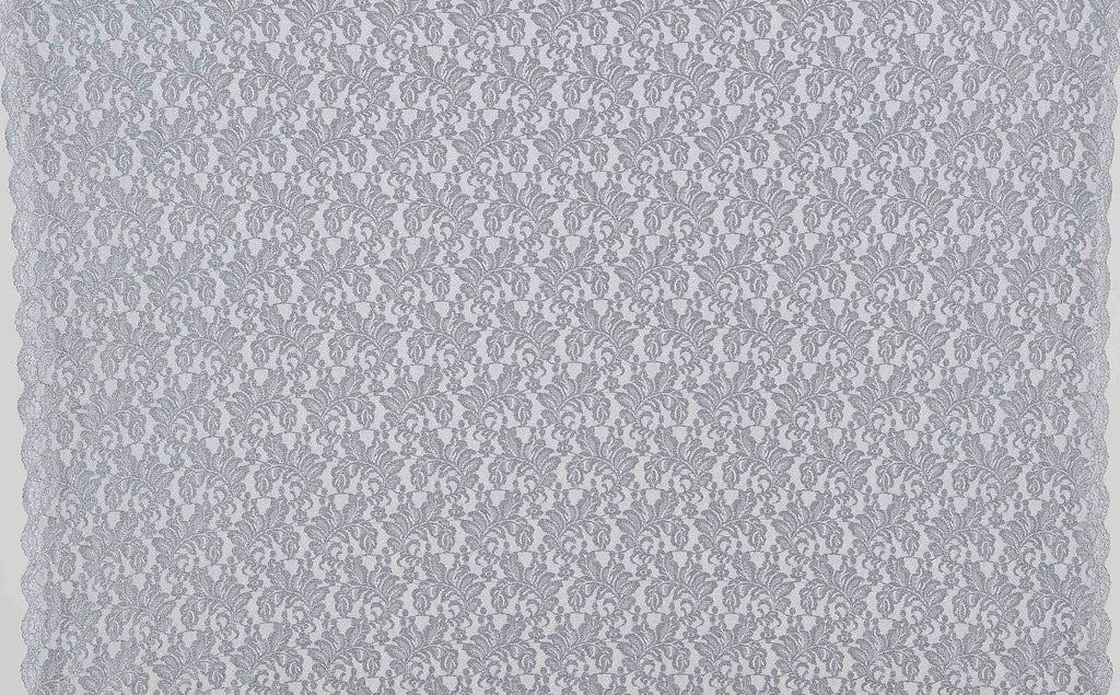 STEEL MIST | 24068-GLITTER-GREY - VIENNA FLORAL LACE W/GLITTER & SCALLOP - Zelouf Fabrics