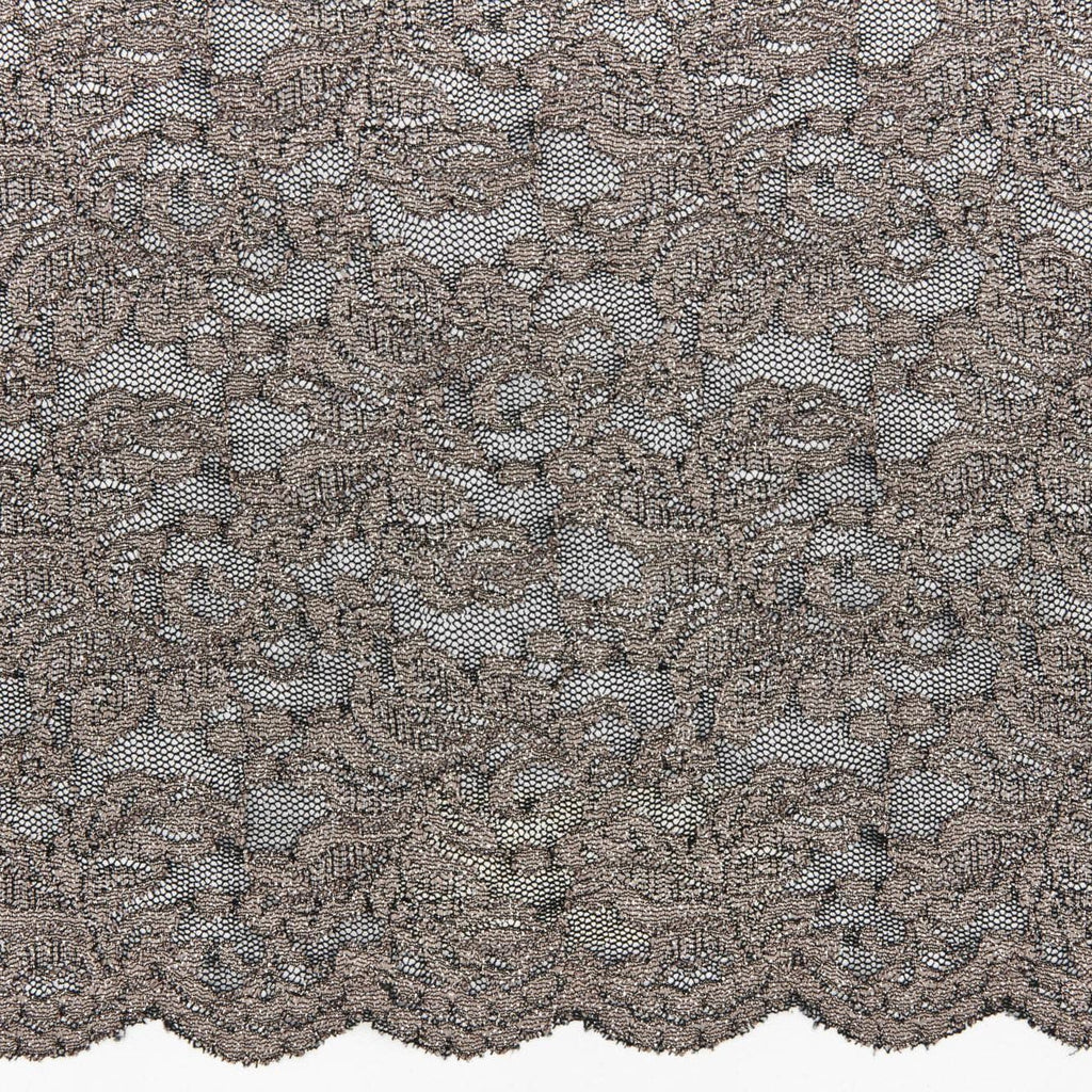 TAUPE SHADOW | 24068-GLITTER-NEUTRAL - VIENNA FLORAL LACE W/GLITTER & SCALLOP - Zelouf Fabrics