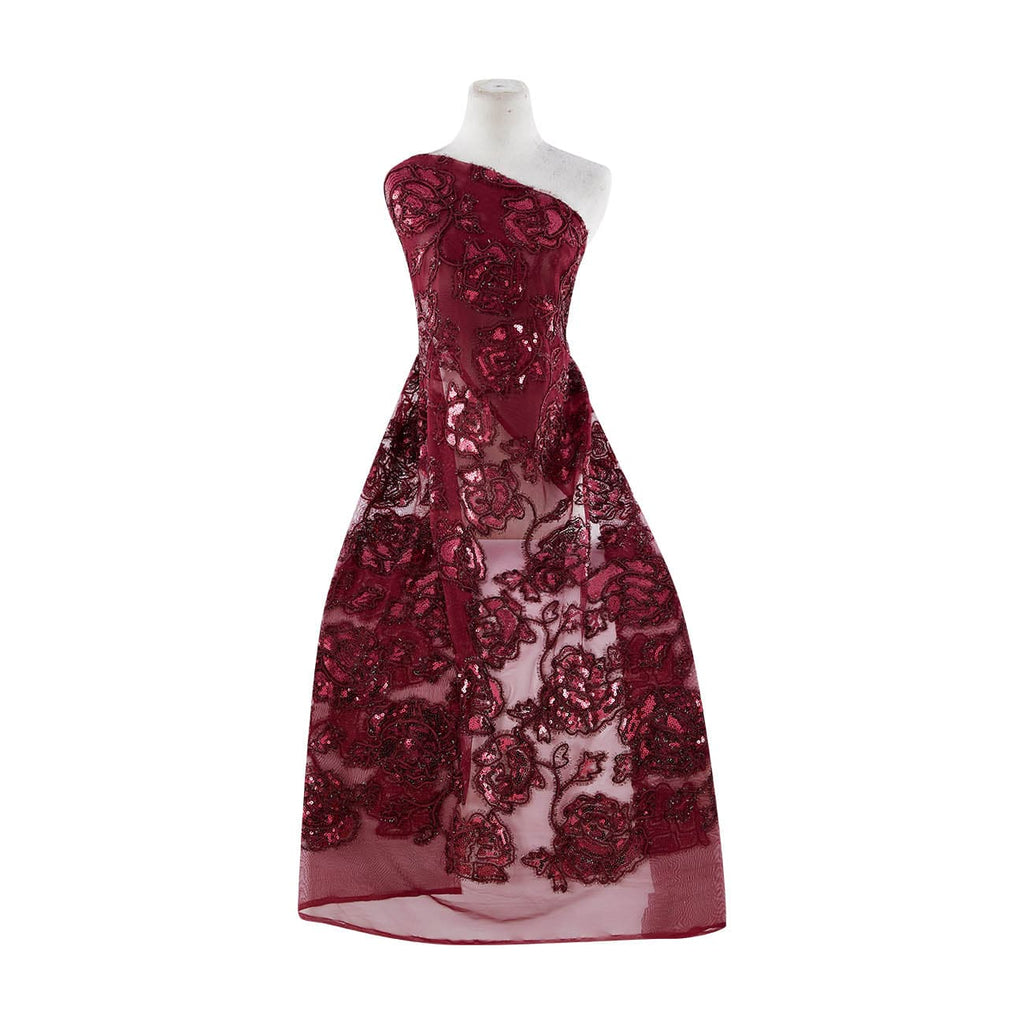 JANINE RIBBON EMBROIDERED LACE  | 24071 WINE - Zelouf Fabrics