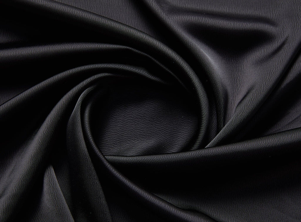 NIA STRETCH TEXTURED DULL SATIN  | 24078 BLACK - Zelouf Fabrics
