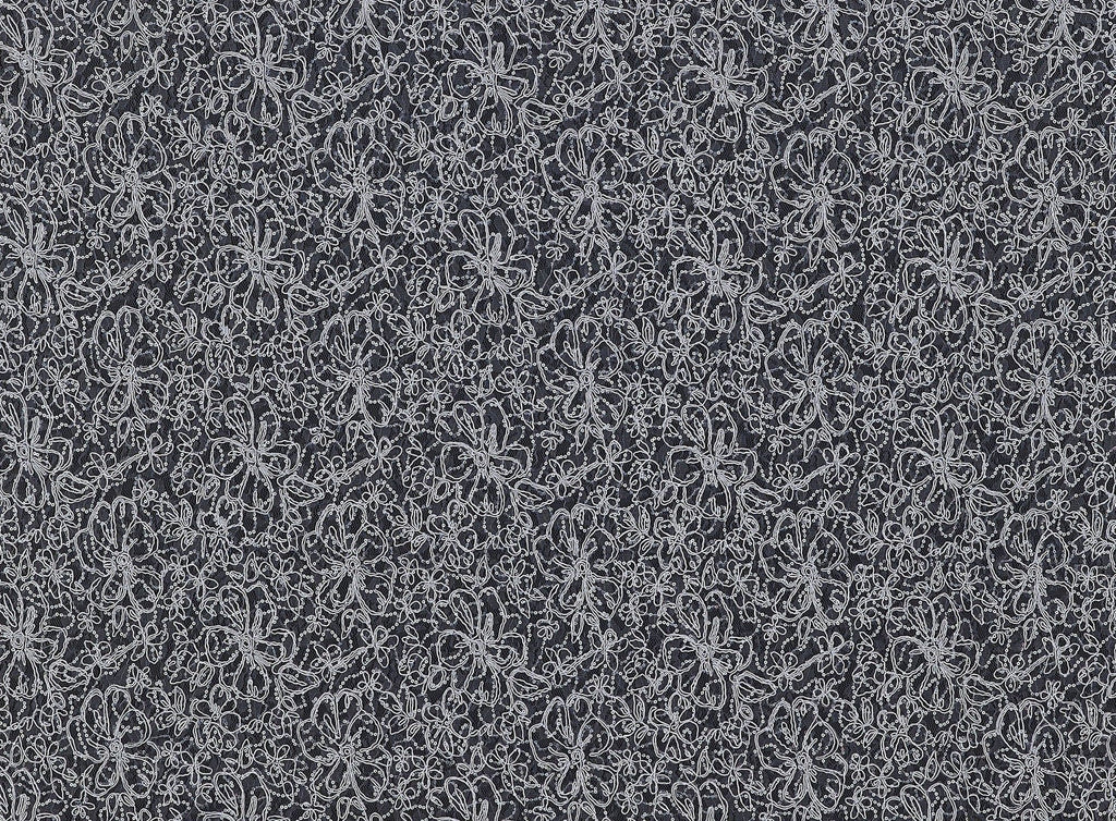 HIGHER FLORAL EMBROIDERY CLEAR SEQUIN MESH  | 24099  - Zelouf Fabrics
