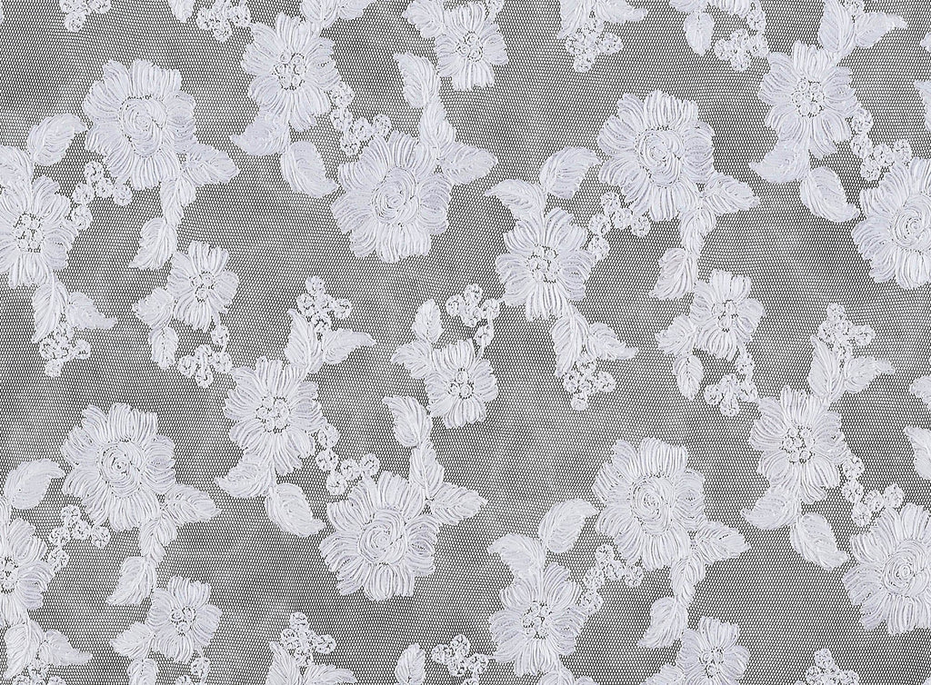 JULY RIBBON FLORAL EMBROIDERY ON 3D MESH  | 24112  - Zelouf Fabrics
