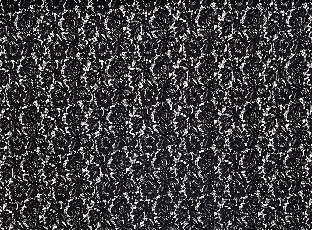 BLACK | 24122-BONDED - EVERLY CORDING FLORAL LACE BONDED - Zelouf Fabrics